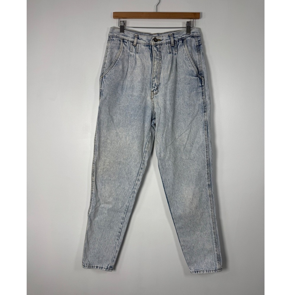 Vintage 80s Bill Blass Womens 12 Mom Jeans Light Acid Wash‎ High Rise Denim